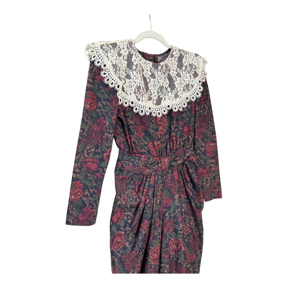 Vtg Gunne Sax by Jessica McClintock Dress S/5 Floral Lace Bib Prairie‎ Victorian - Picture 3 of 10